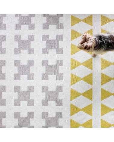 Vinyl Rug - PARIS Yellow / Grey Brita Sweden rugs outdoor carpet kitchen washable cool modern runner rugs