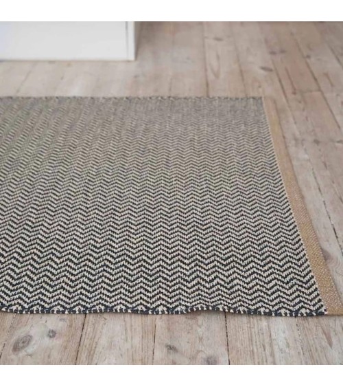 Vinyl Rug - STRAND Black Brita Sweden rugs outdoor carpet kitchen washable cool modern runner rugs