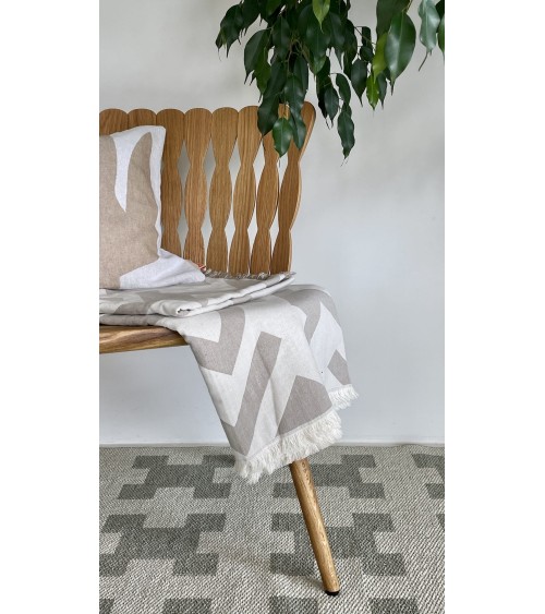 Cotton Blanket - FLORENS Greige Brita Sweden best cozy soft throws and blankets for sofa