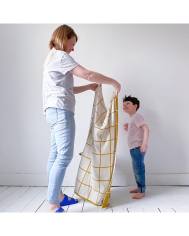 Griglia gialla - Copertina per neonato Sophie Home di qualità per divano coperte plaid