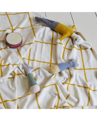 Quadrillage jaune - Couverture bébé & enfant Sophie Home plaide pour canapé de lit cocooning chaud