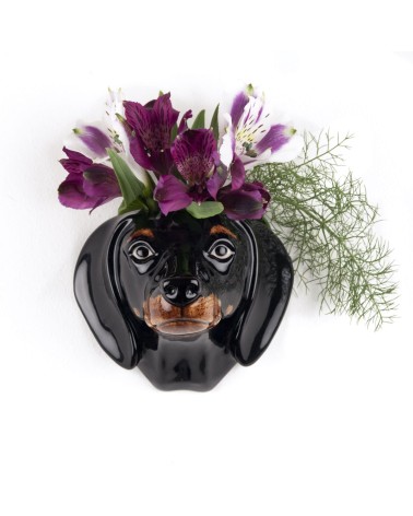 Teckel - Petit vase mural Chien Quail Ceramics design fleur décoratif original kitatori suisse