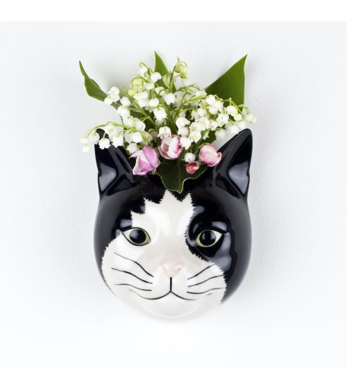 Barney - Petit vase mural Chat Quail Ceramics design fleur décoratif original kitatori suisse