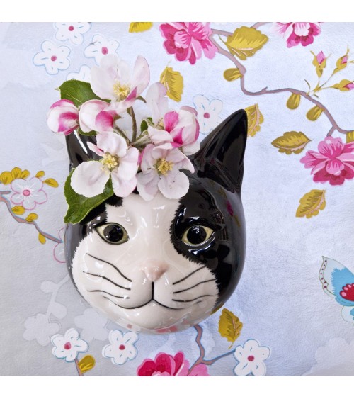 Barney - Petit vase mural Chat Quail Ceramics design fleur décoratif original kitatori suisse