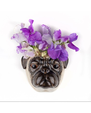 Fawn Pug - Small Dog Wall Vase Quail Ceramics table flower living room vase kitatori switzerland