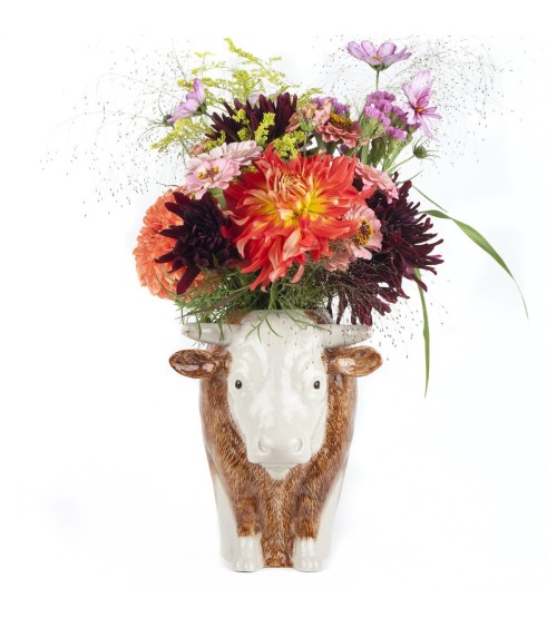 Grande vaso per fiori - Mucca Hereford Quail Ceramics vasi eleganti per interni per fiori decorativi design kitatori svizzera