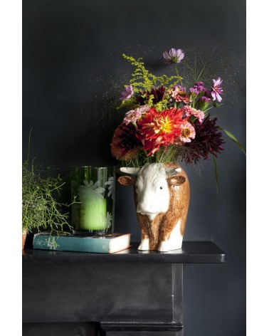 Grand vase à fleurs - Vache Hereford Quail Ceramics design fleur décoratif original kitatori suisse