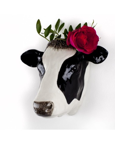 Vase Mural - Vache Holstein Quail Ceramics design fleur décoratif original kitatori suisse