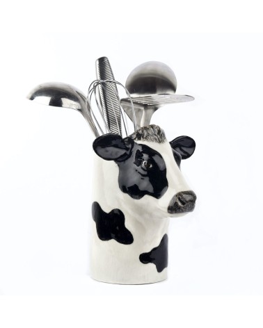 Vache Holstein - Pot à ustensiles de cuisine Quail Ceramics original suisse
