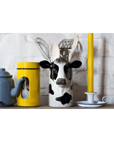 Vache Holstein - Pot à ustensiles de cuisine Quail Ceramics original suisse