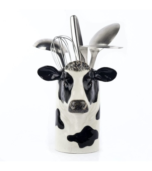 Vache Holstein - Pot à ustensiles de cuisine Quail Ceramics original suisse