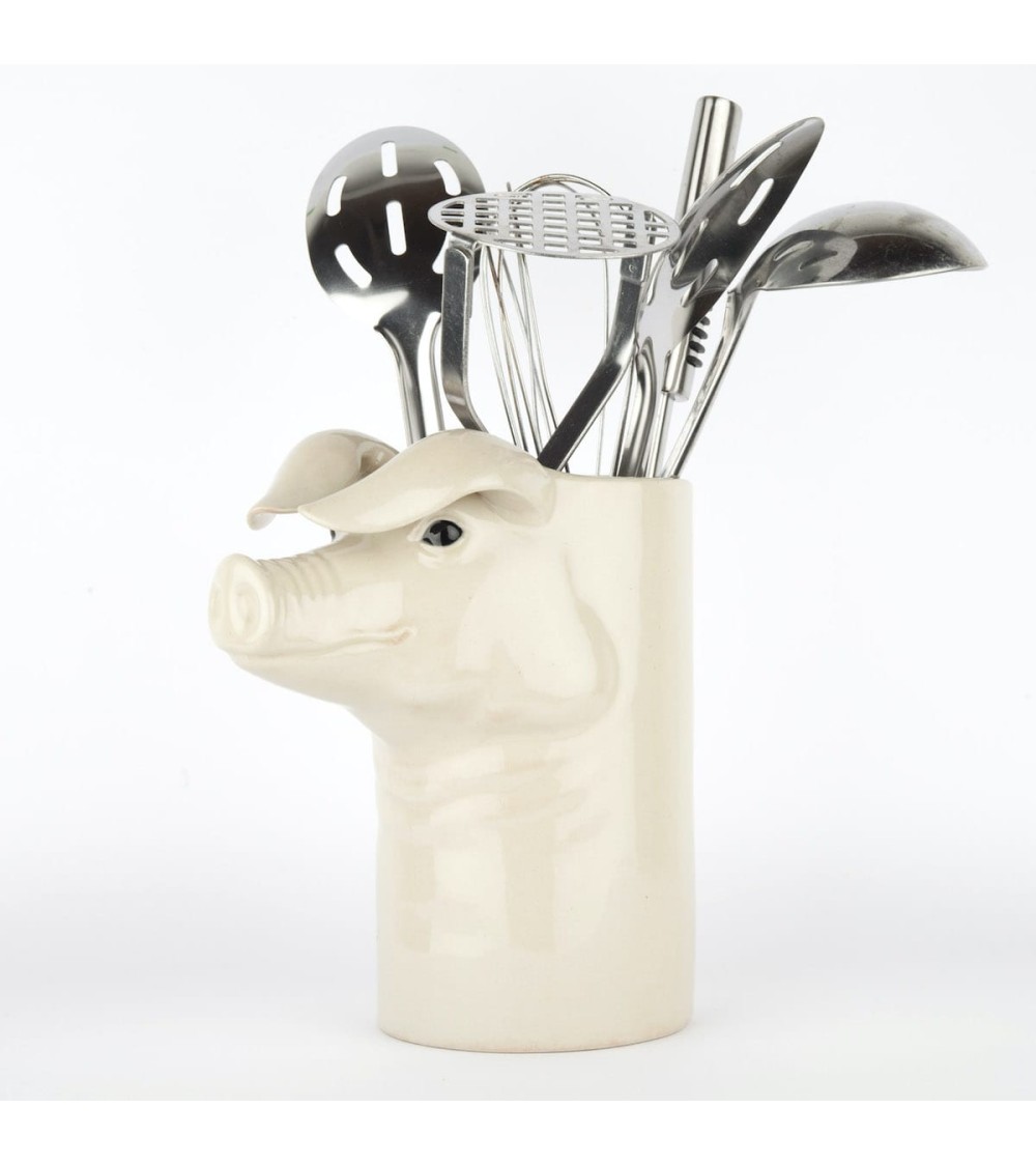 Cochon - Pot à ustensiles de cuisine Quail Ceramics original suisse