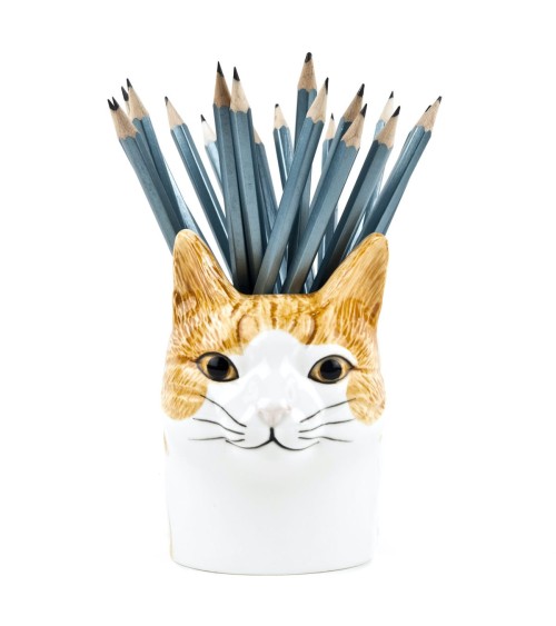 Squash - Animal Pencil pot & Flower pot - Cat Quail Ceramics pretty pen pot holder cutlery toothbrush makeup brush