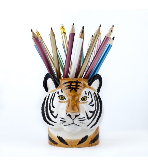 Tiger - Animal Pencil pot & Flower pot Quail Ceramics pretty pen pot holder cutlery toothbrush makeup brush