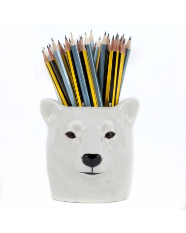 Ours Polaire - Porte crayon & stylo, Petit pot de fleur Quail Ceramics bureau original design pour plantes intérieur à couver...