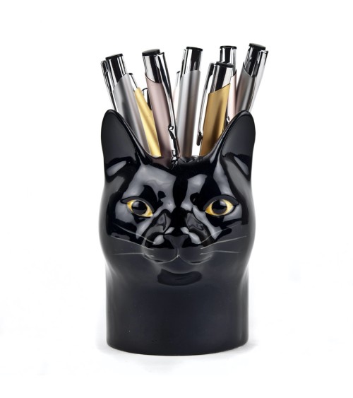 Lucky - Stiftehalter & Blumentopf - schwarze Katze Quail Ceramics schreibtisch büro kinder besteckbehälter make up pinselhalter