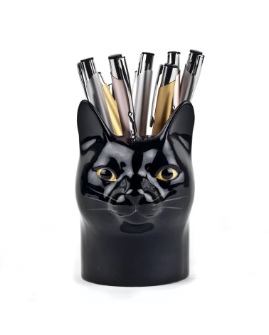 Lucky - Stiftehalter & Blumentopf - schwarze Katze Quail Ceramics schreibtisch büro kinder besteckbehälter make up pinselhalter