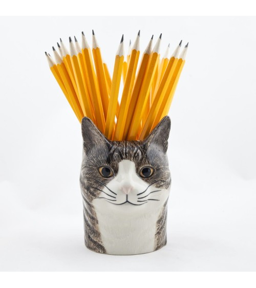 Millie - Animal Pencil pot & Flower pot - Cat Quail Ceramics pretty pen pot holder cutlery toothbrush makeup brush