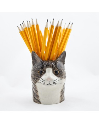 Millie - Animal Pencil pot & Flower pot - Cat Quail Ceramics pretty pen pot holder cutlery toothbrush makeup brush
