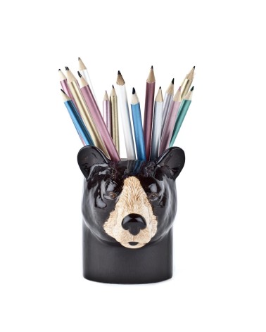 Black Bear - Animal Pencil pot & Flower pot Quail Ceramics pretty pen pot holder cutlery toothbrush makeup brush