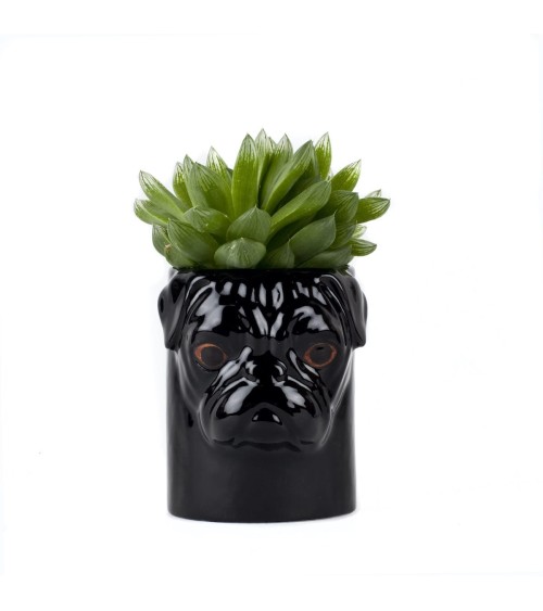 Carlin Noir - Porte crayon & stylo, Petit pot de fleur - Chien Quail Ceramics bureau original design pour plantes intérieur à...