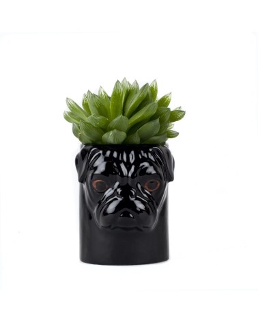 Carlin Noir - Porte crayon & stylo, Petit pot de fleur - Chien Quail Ceramics bureau original design pour plantes intérieur à...