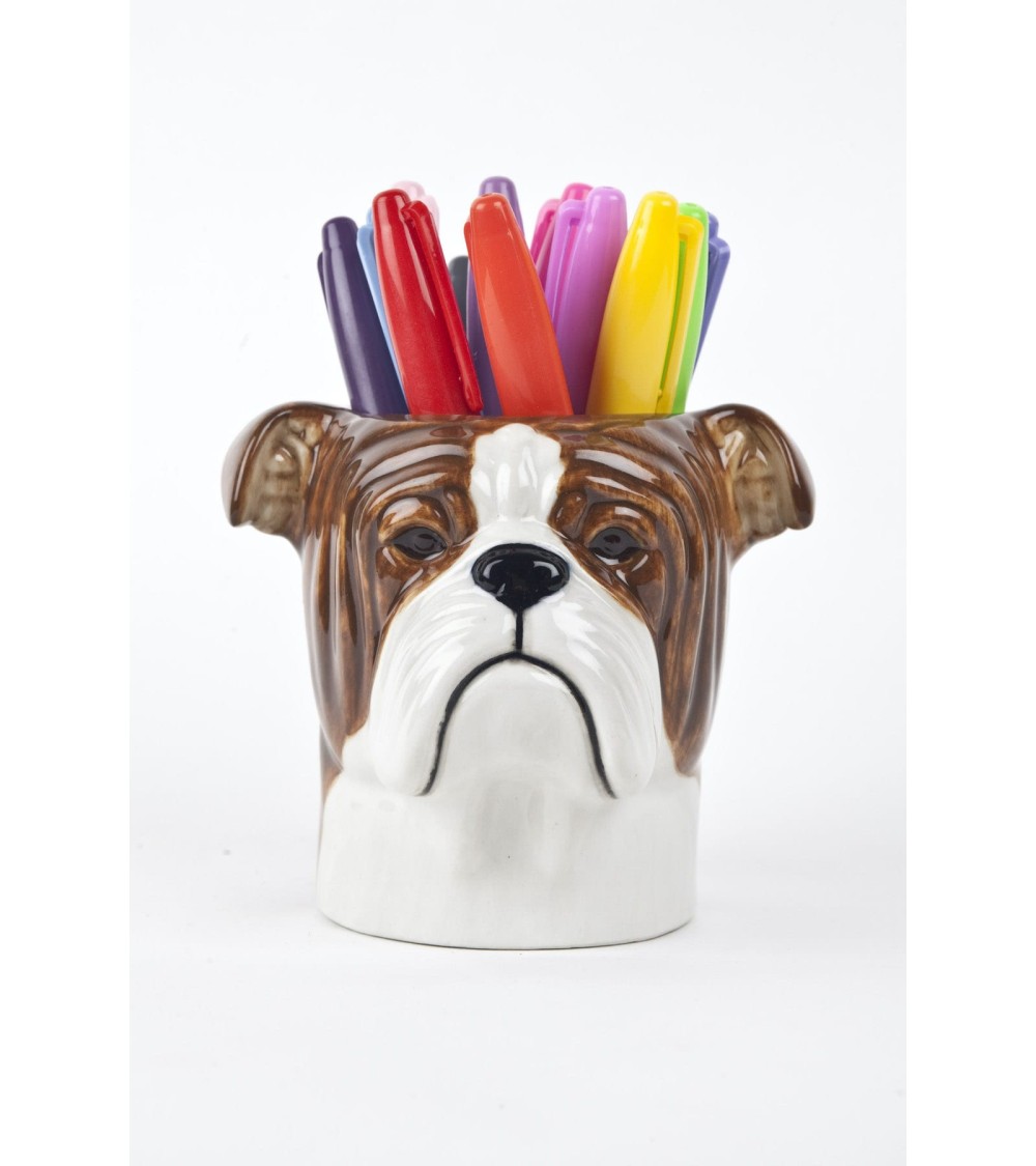 Bouledogue Anglais - Porte crayon & stylo, Petit pot de fleur Quail Ceramics bureau original design pour plantes intérieur à ...