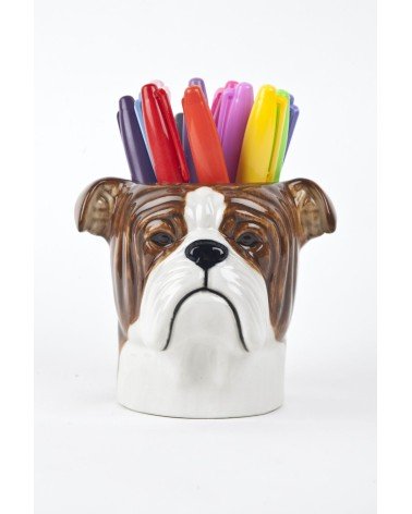 Bouledogue Anglais - Porte crayon & stylo, Petit pot de fleur Quail Ceramics bureau original design pour plantes intérieur à ...