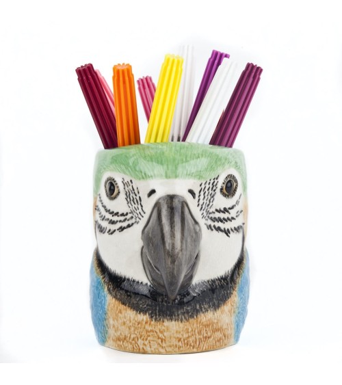 Parrot Macaw - Animal Pencil pot & Flower pot Quail Ceramics pretty pen pot holder cutlery toothbrush makeup brush
