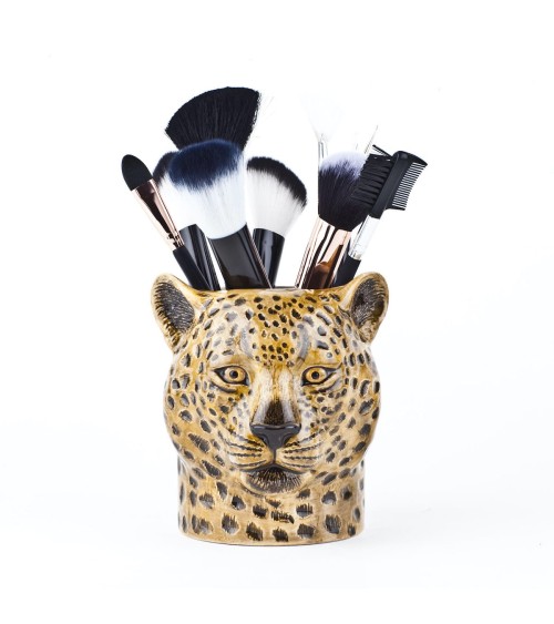 Leopard - Animal Pencil pot & Flower pot Quail Ceramics pretty pen pot holder cutlery toothbrush makeup brush