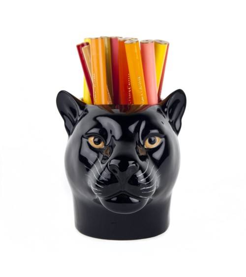Panther - Animal Pencil pot & Flower pot Quail Ceramics pretty pen pot holder cutlery toothbrush makeup brush