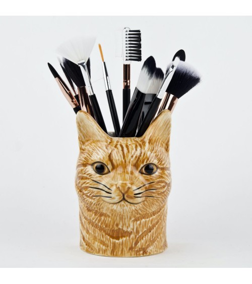 Vincent - Animal Pencil pot & Flower pot - Ginger Cat Quail Ceramics pretty pen pot holder cutlery toothbrush makeup brush