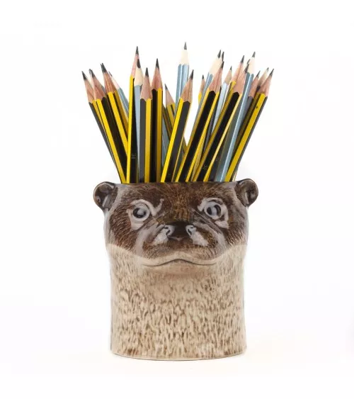 Loutre - Porte crayon & stylo, Petit pot de fleur Quail Ceramics bureau original design pour plantes intérieur à couvert bros...