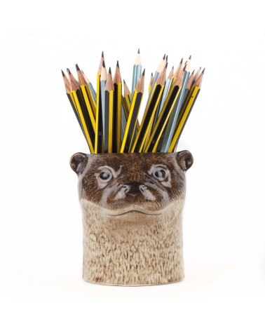 Otter - Animal Pencil pot & Flower pot Quail Ceramics pretty pen pot holder cutlery toothbrush makeup brush