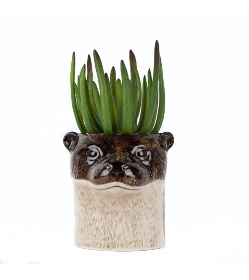 Loutre - Porte crayon & stylo, Petit pot de fleur Quail Ceramics bureau original design pour plantes intérieur à couvert bros...