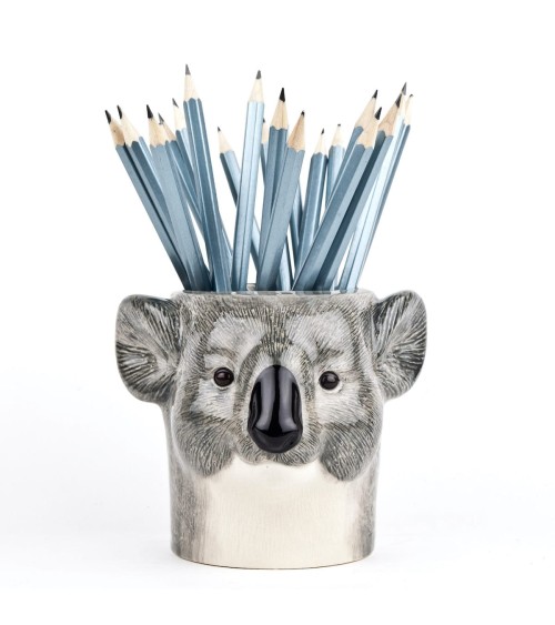 Koala - Porte crayon & stylo, Petit pot de fleur Quail Ceramics bureau original design pour plantes intérieur à couvert bross...