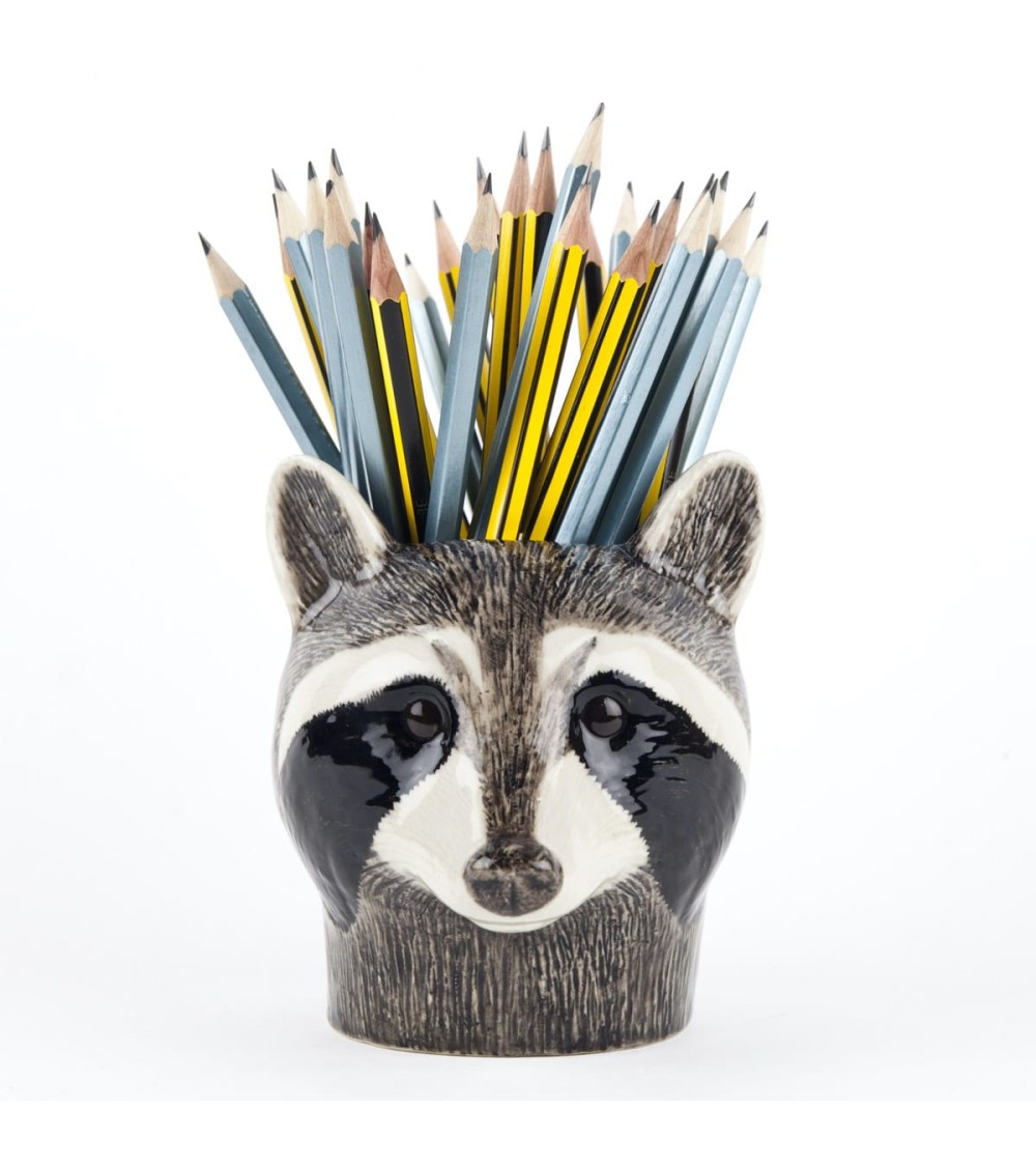 Raccoon - Animal Pencil pot & Flower pot Quail Ceramics pretty pen pot holder cutlery toothbrush makeup brush