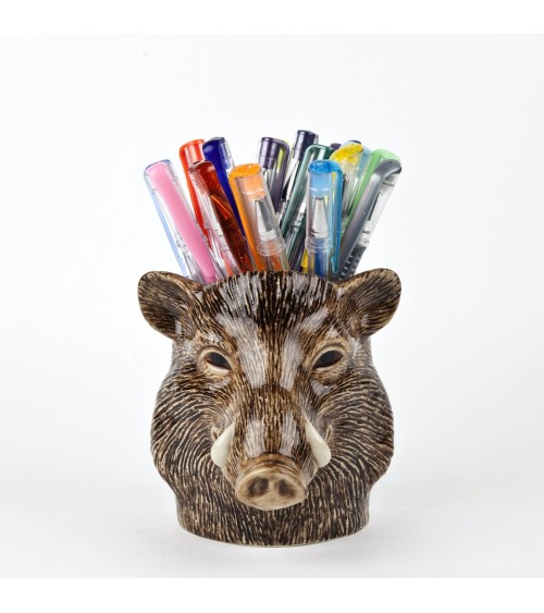 Wild Boar - Animal Pencil pot & Flower pot Quail Ceramics pretty pen pot holder cutlery toothbrush makeup brush