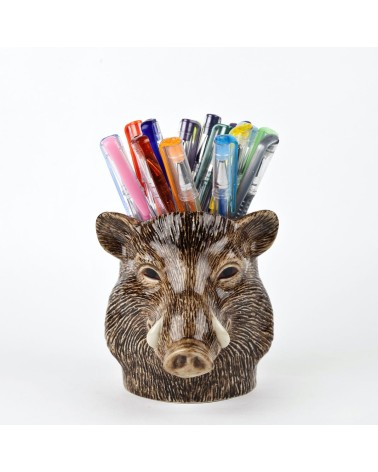 Wild Boar - Animal Pencil pot & Flower pot Quail Ceramics pretty pen pot holder cutlery toothbrush makeup brush