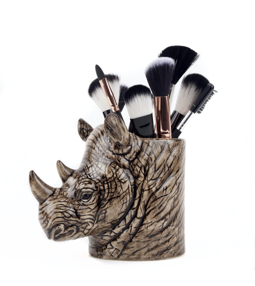 Rhino - Animal Pencil pot & Flower pot Quail Ceramics pretty pen pot holder cutlery toothbrush makeup brush