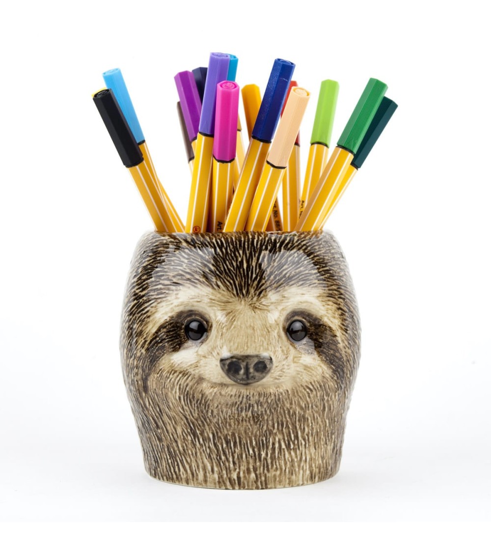 Sloth - Animal Pencil pot & Flower pot Quail Ceramics pretty pen pot holder cutlery toothbrush makeup brush