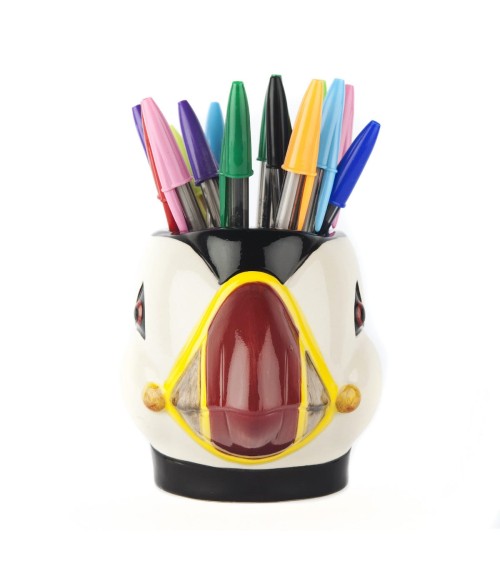 Papageientaucher - Stiftehalter & Blumentopf Quail Ceramics schreibtisch büro kinder besteckbehälter make up pinselhalter