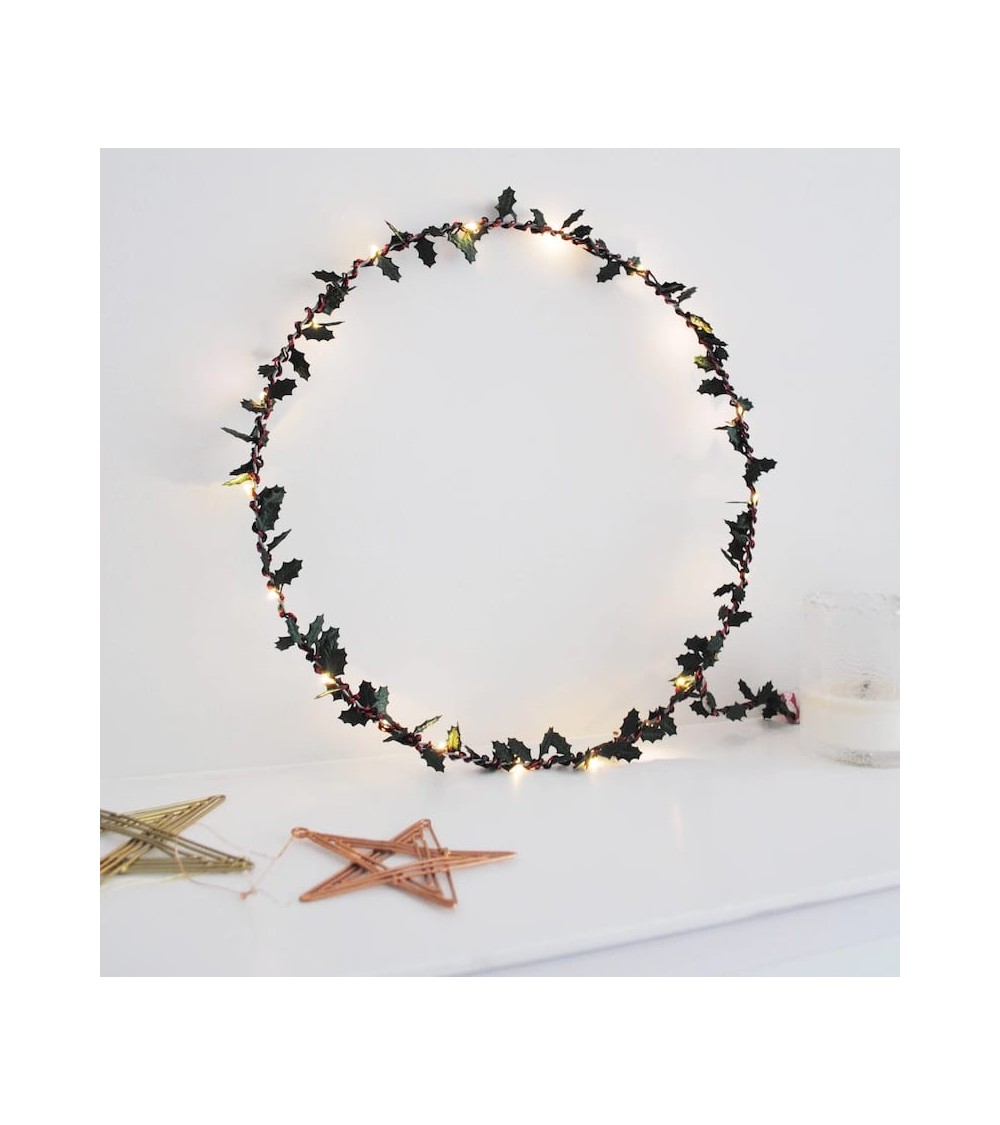 Holly leaf wreath - Fairy light Melanie Porter lighted illuminated decoration indoor bedroom