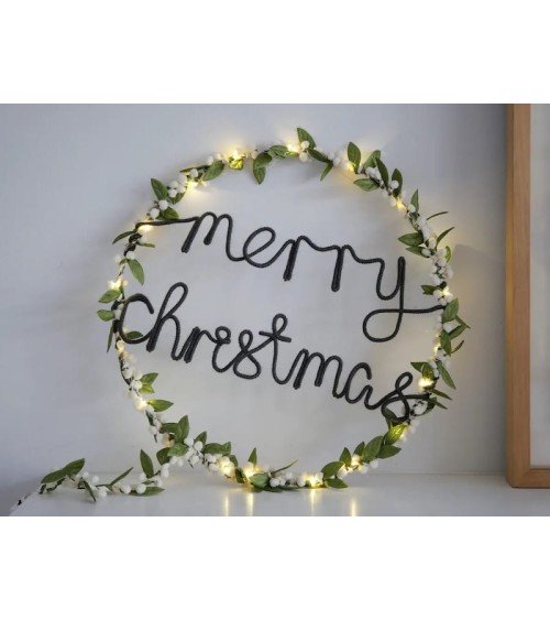 Christmas Wreath mistletoe & white pompons - Fairy light Melanie Porter xmas decorations 2023
