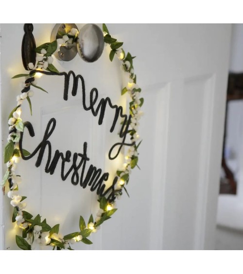 Ghirlanda vischio e pompons bianchi - Decorazioni natalizie Melanie Porter Decorazioni natalizie decoro Natale fatte a mano