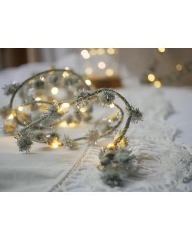 Tinsel pom pom Silver - Fairy Light Garland Melanie Porter lighted illuminated decoration indoor bedroom