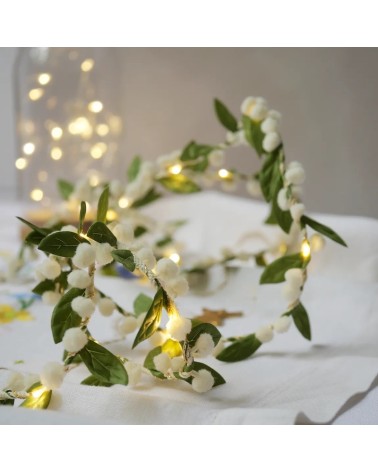 Mistletoe & white pom pom berry - Fairy Light Garland Melanie Porter lighted illuminated decoration indoor bedroom