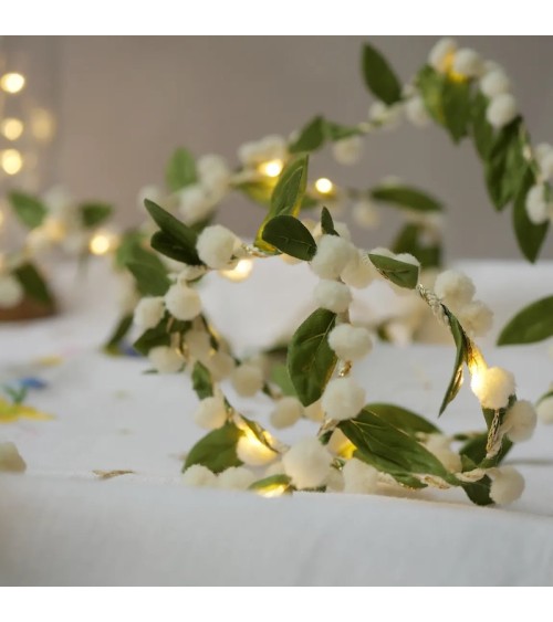 Mistletoe & white pom pom berry - Fairy Light Garland Melanie Porter lighted illuminated decoration indoor bedroom