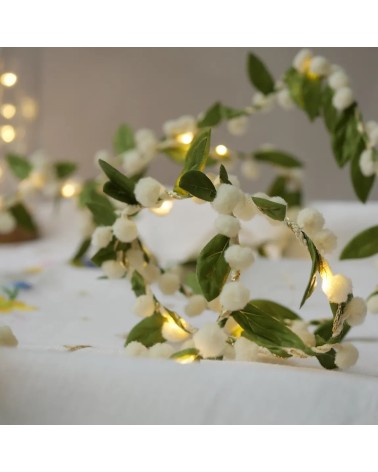 Mistletoe & white pom pom berry - Fairy Light Garland Melanie Porter lighted illuminated decoration indoor bedroom