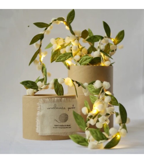 Vischio e bacche di pompon bianco - Ghirlanda luminosa Melanie Porter decorazioni luminose